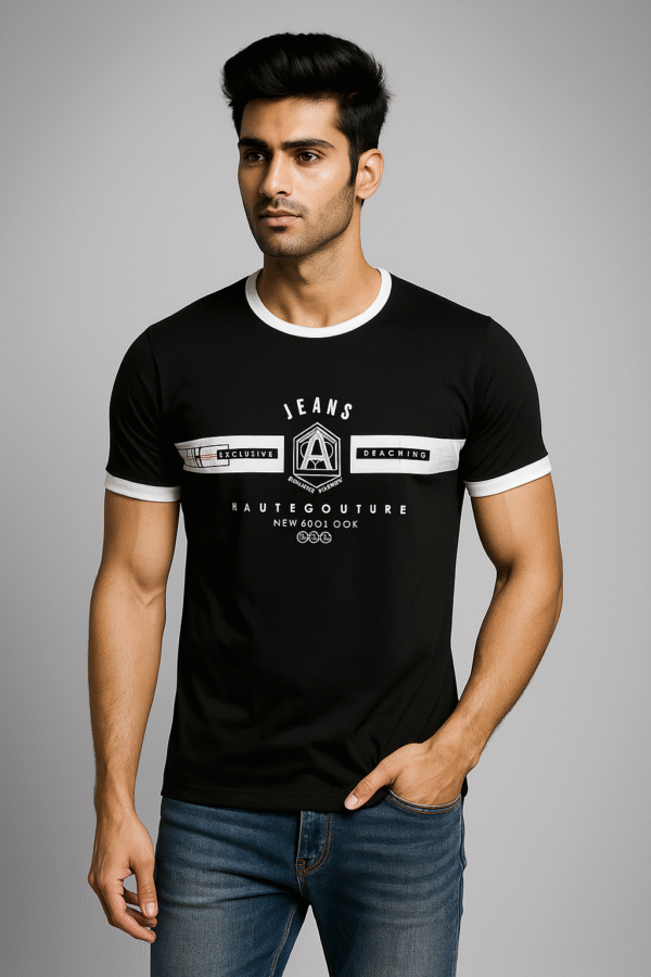 Men’s Ringer T-Shirt - Stylish Jeans Design | Casual Charmin |